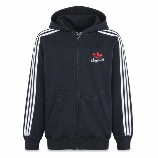 Adidas Originals Mens Black Full Zip Hoodie Size M Zip Logo Hooded