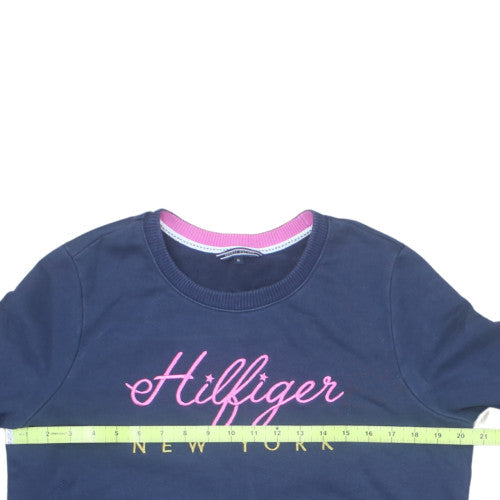 Tommy Hilfiger Womens Navy XL Pullover Sweatshirt Crew Neck Logo Print