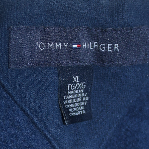 Tommy Hilfiger Men’s Blue Full Zip Hoodie XL Embroidered Logo Fleece