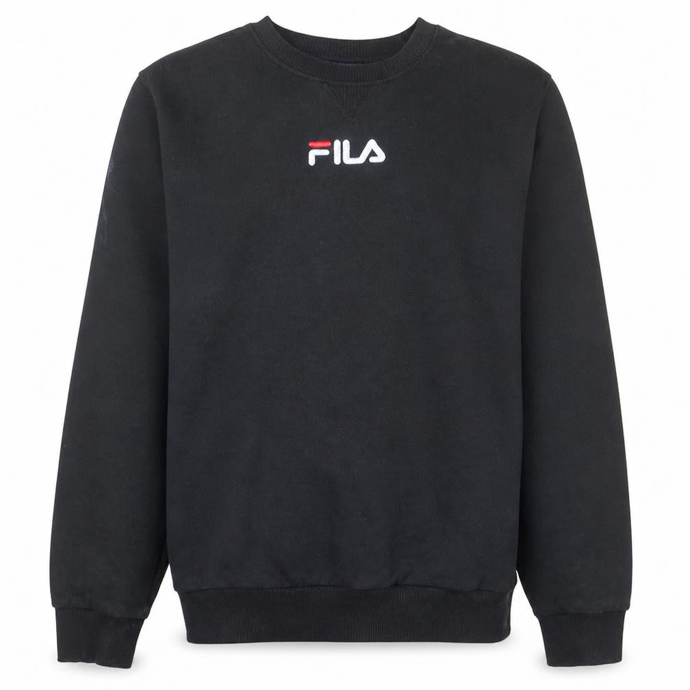 Fila Mens Black Pullover Sweatshirt M Regular Fit Fleece Crew Neck