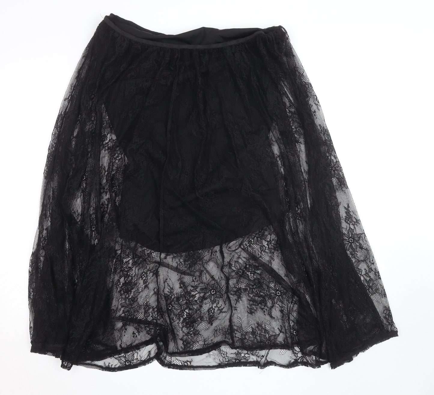 Missguided Women’s Black Lace A-Line Midi Skirt Size M Gothic Party