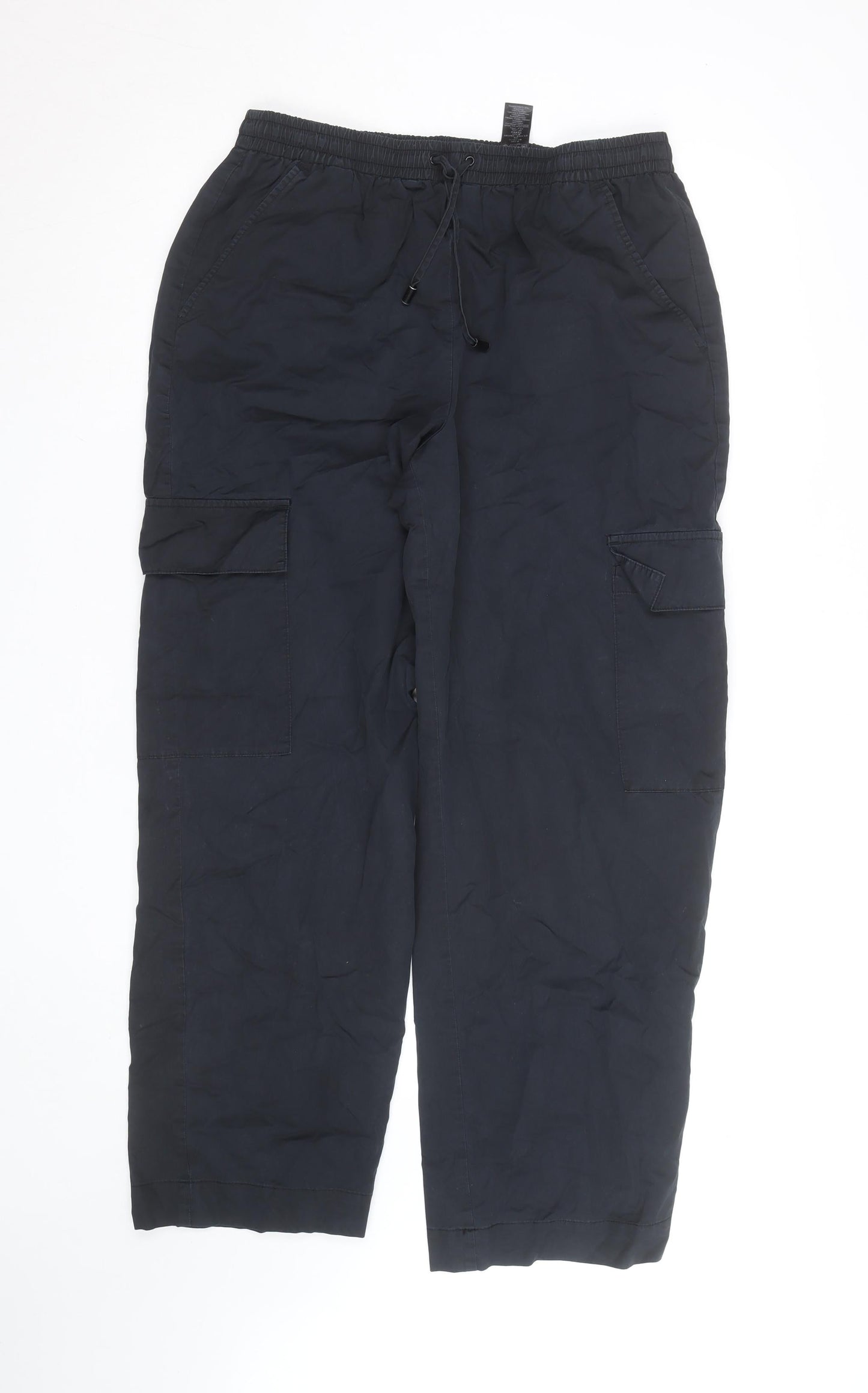 Next Men's Black Cargo Trousers Size M Elastic Waist Cotton