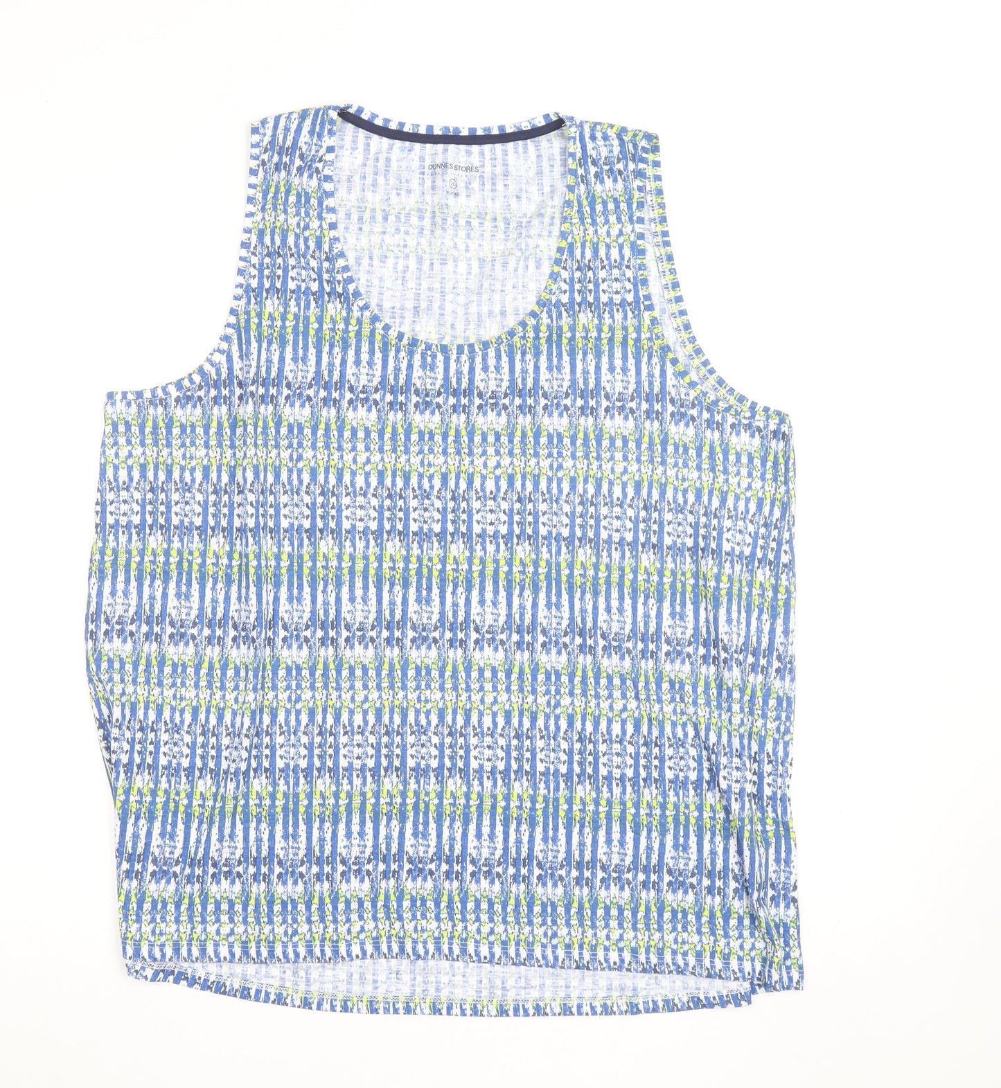 Dunnes Stores Women’s Blue Geometric Cotton Stretch Tank Top Size 20