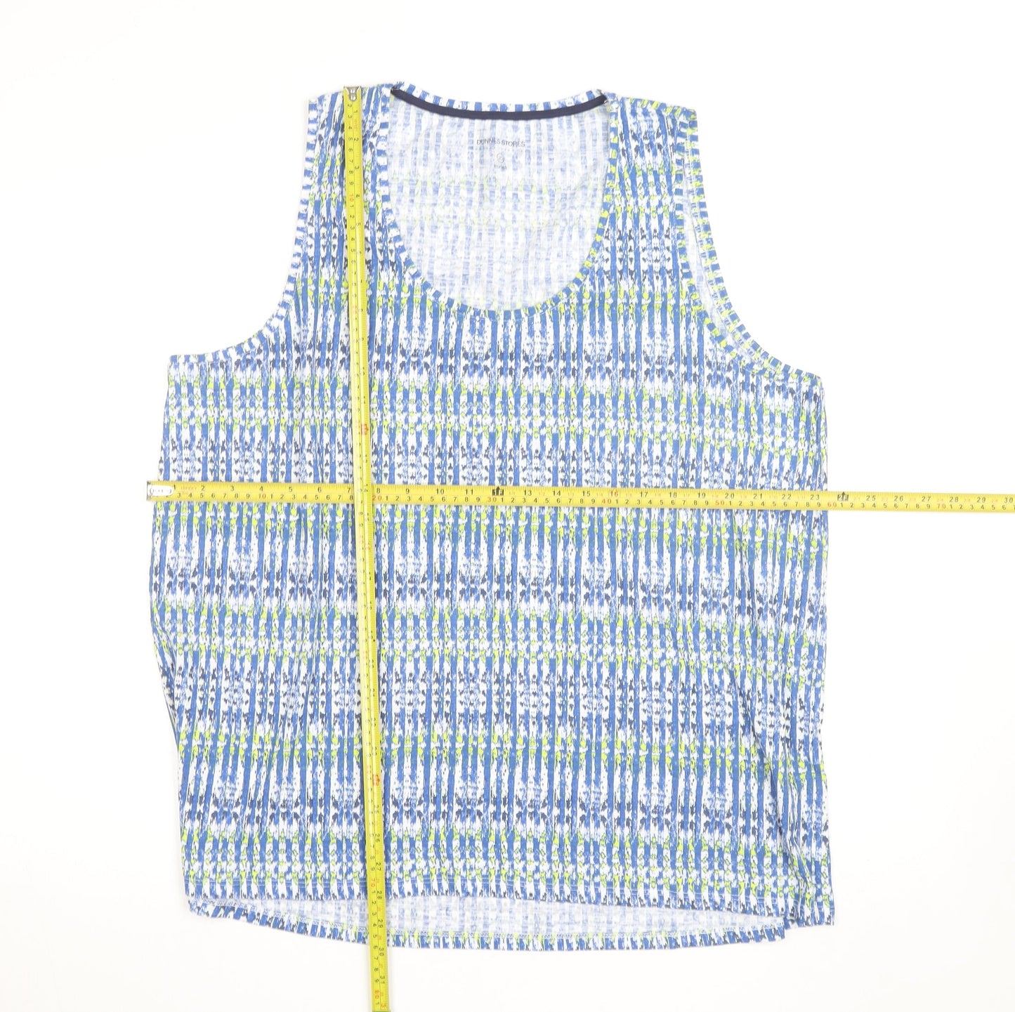 Dunnes Stores Women’s Blue Geometric Cotton Stretch Tank Top Size 20