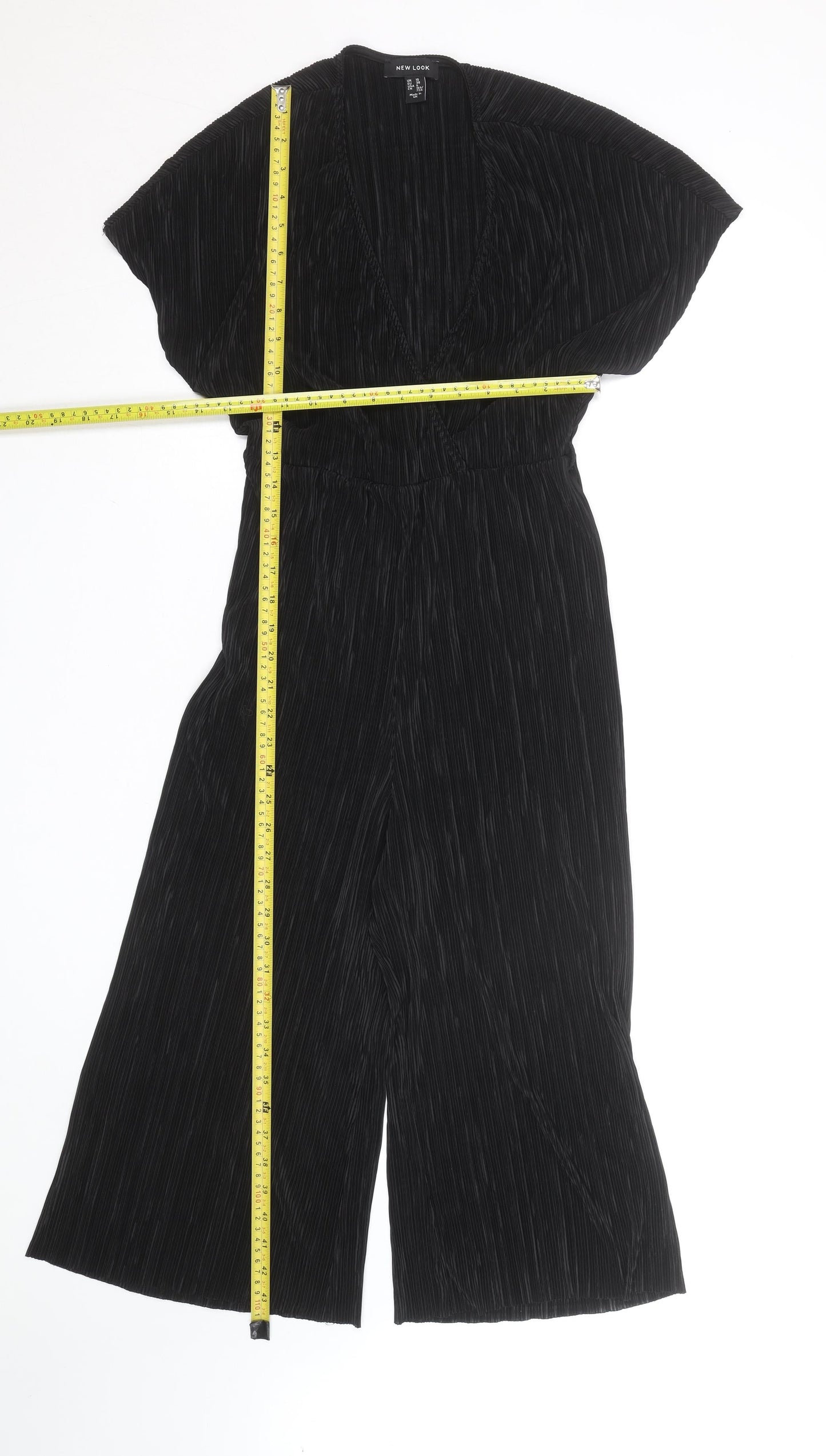 New Look Womens Black Size 10 Pleated Wide-Leg Jumpsuit