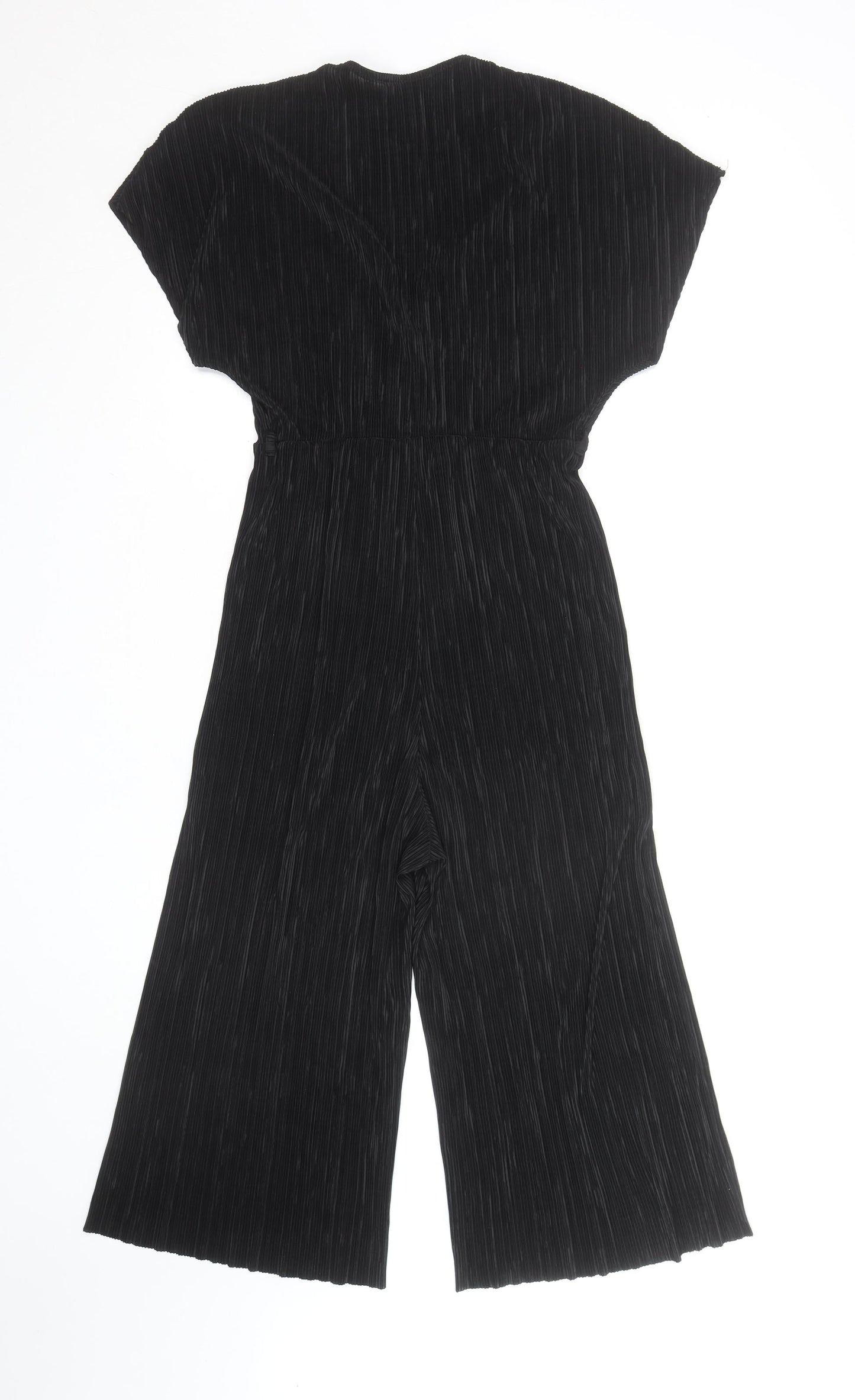 New Look Womens Black Size 10 Pleated Wide-Leg Jumpsuit