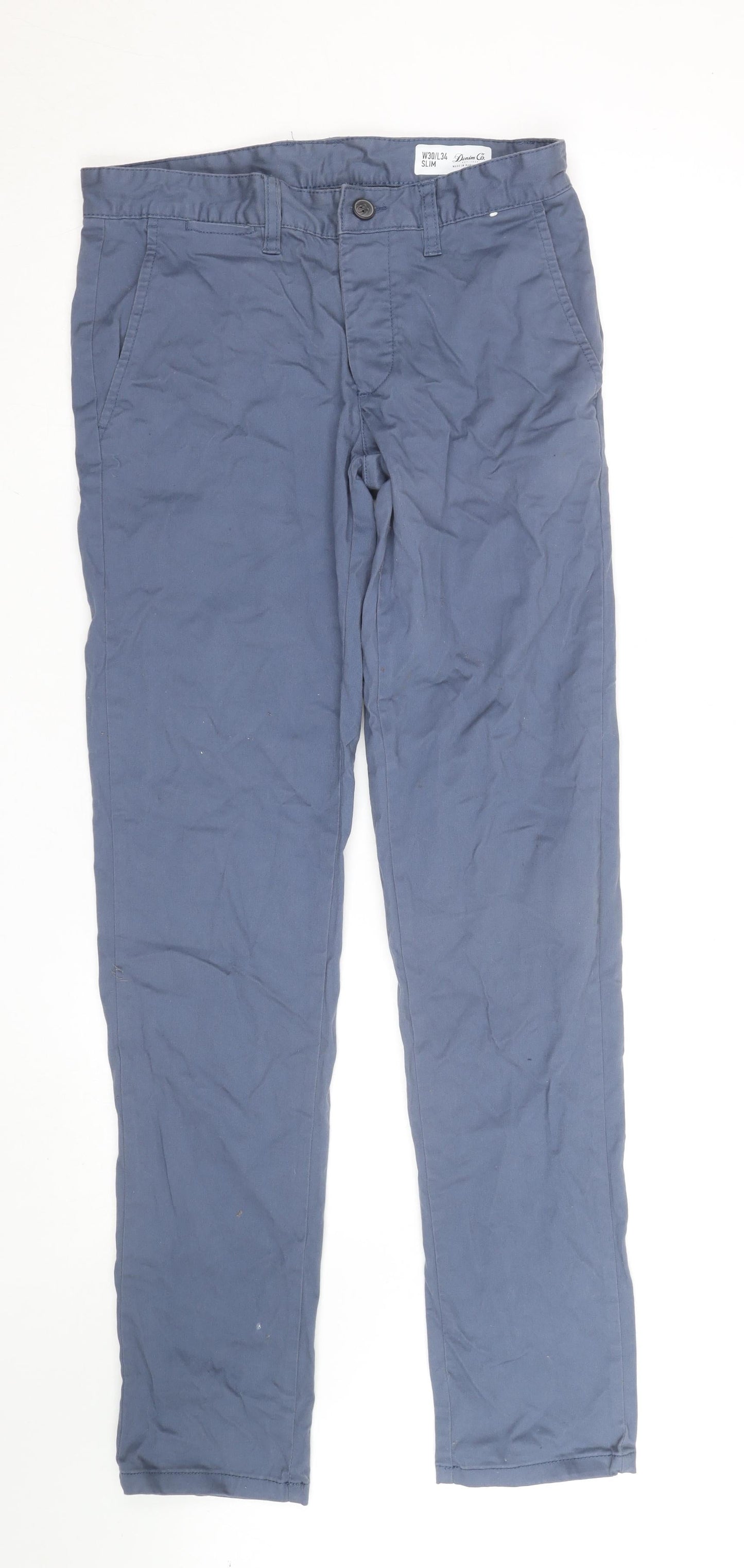 Denim Co Men's Blue Slim Fit Chino Trousers W30 L34