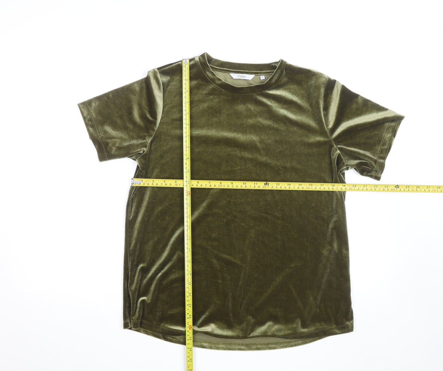 Next Women’s Green Velvet Short Sleeve T-Shirt Size 14