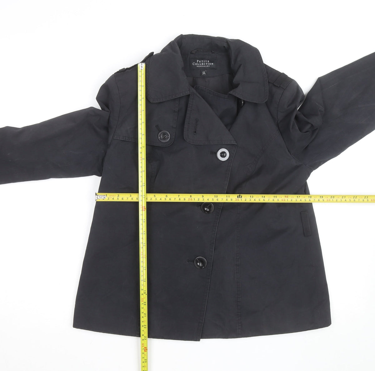 Debenhams Petite Black Pea Coat Size 12 Classic Short Jacket