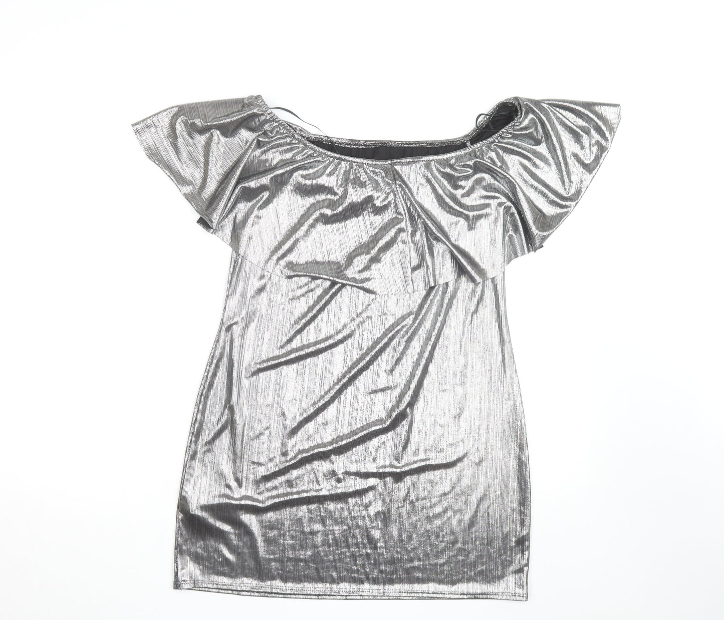 New Look Women's Silver Off Shoulder Ruffle Blouse Size 16