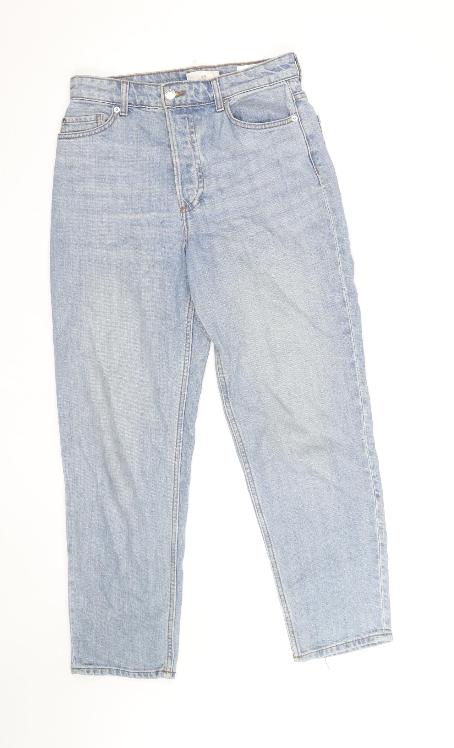 H&M Womens Blue High Rise Mom Jeans Size 8 Regular Fit Denim