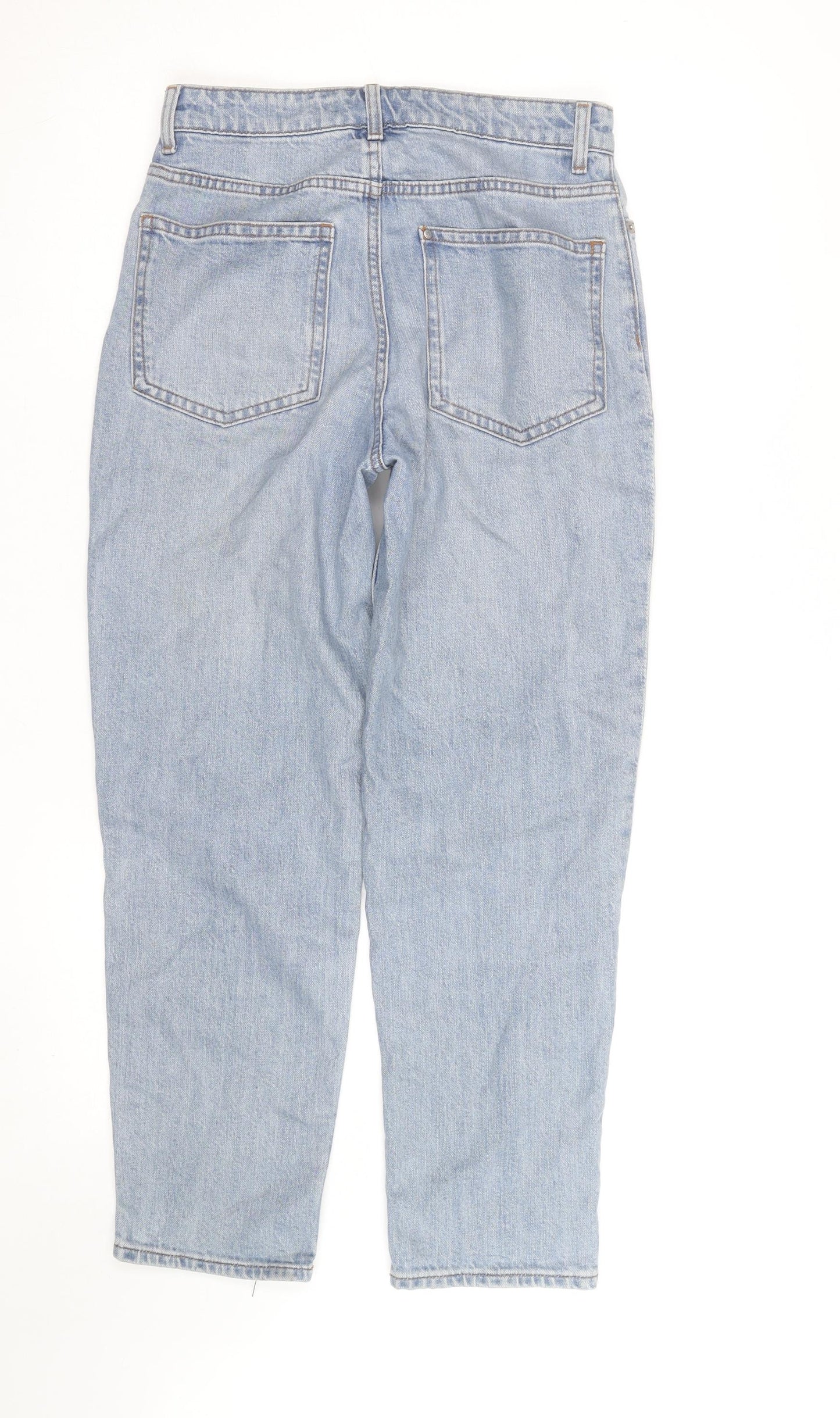 H&M Womens Blue High Rise Mom Jeans Size 8 Regular Fit Denim