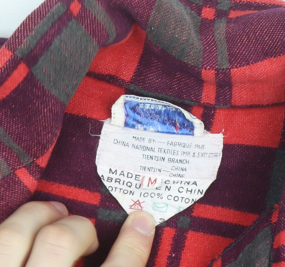 Champion Men's Red Check Flannel Cotton Jacket M Classic Casual