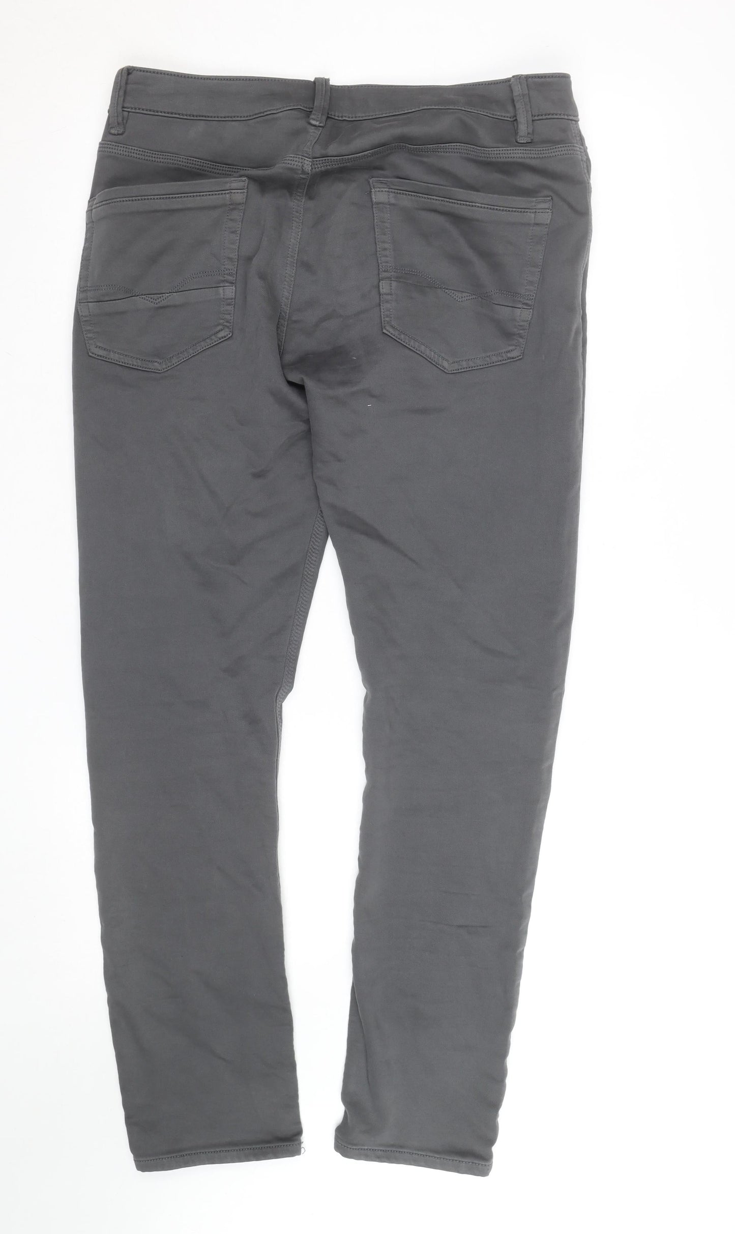 Next Men Grey Slim Fit Chino Trousers 32W 31L Cotton Blend