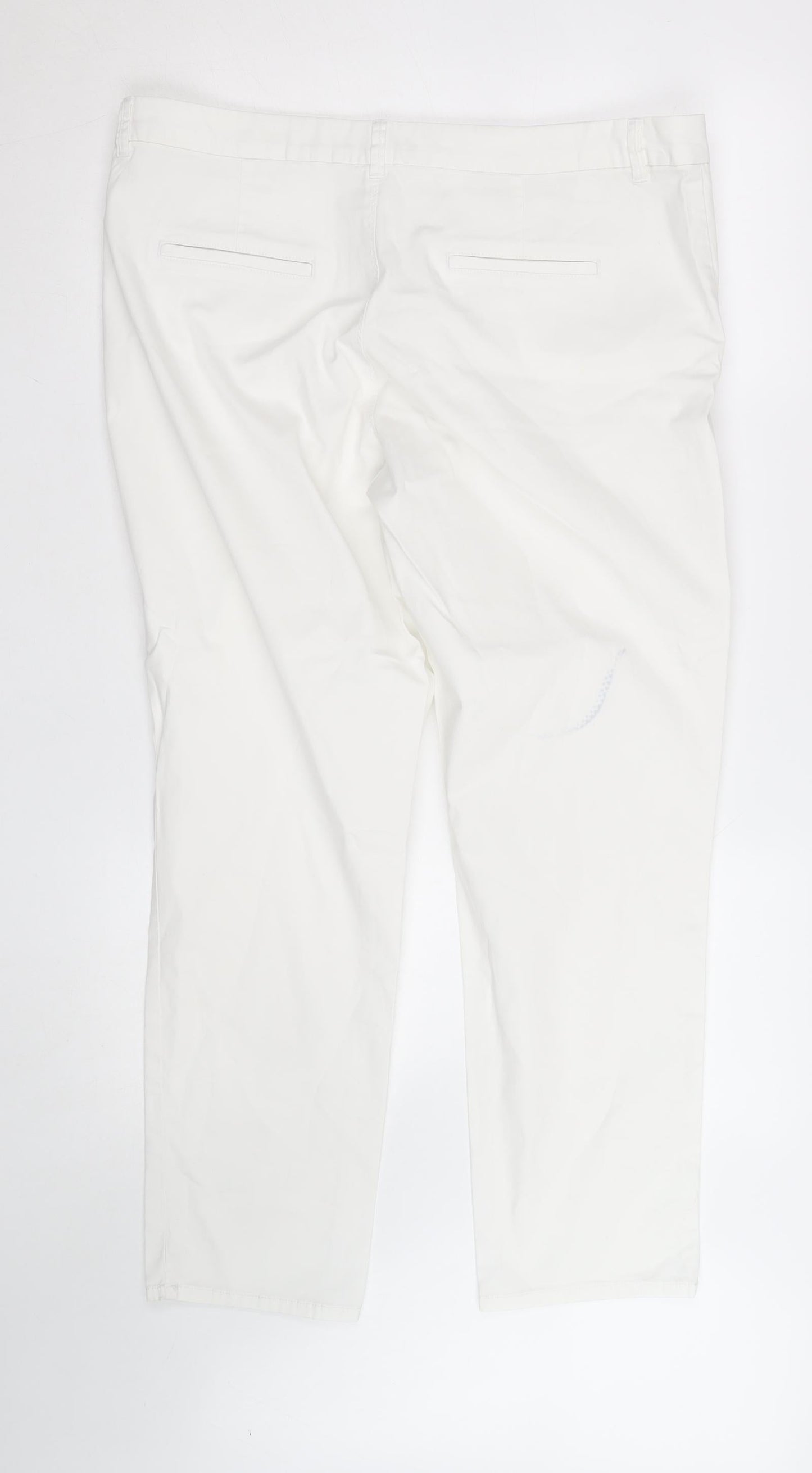 Dunnes Stores Women's White Chino Trousers Size 16 Cotton Stretch
