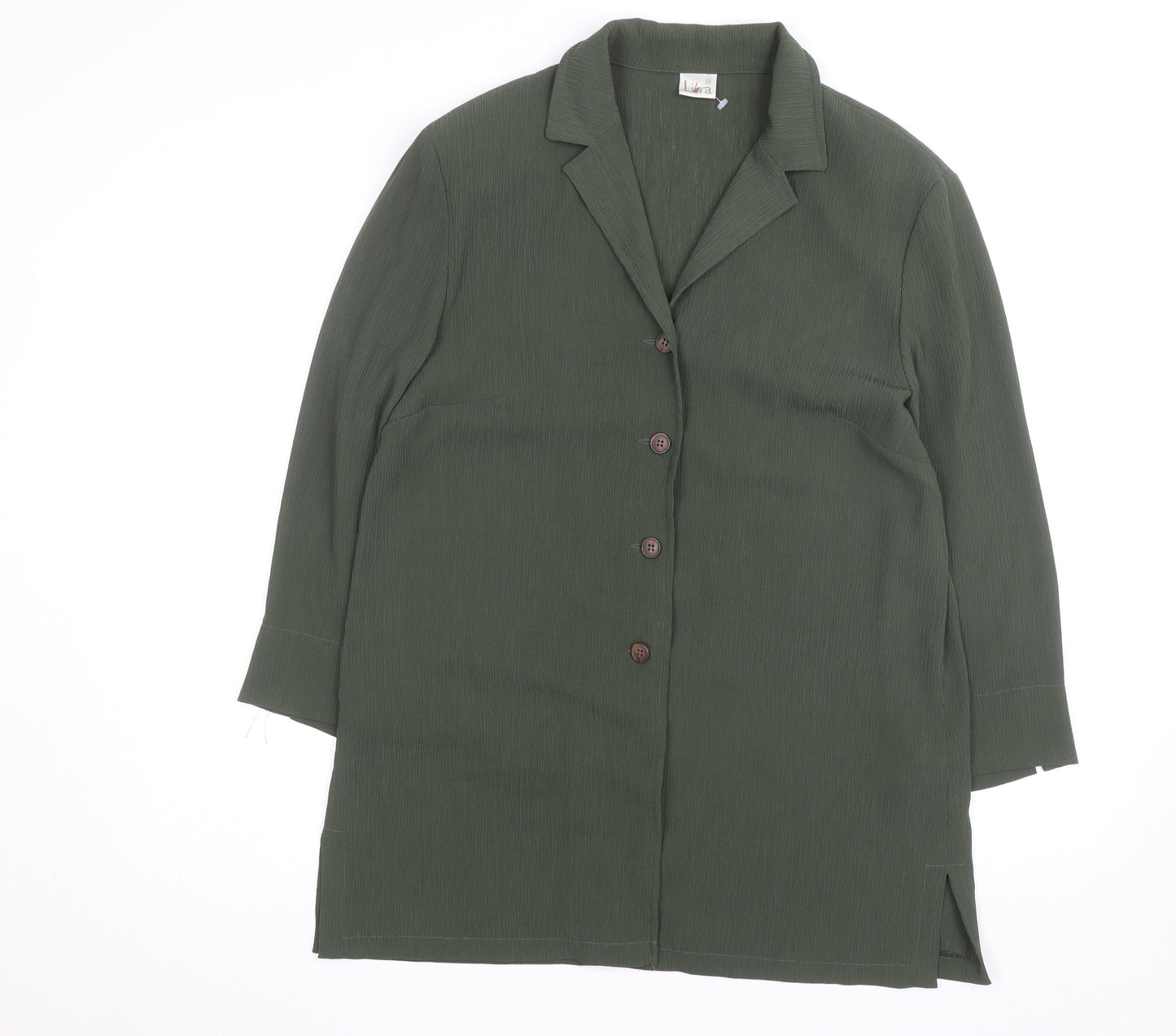 Libra Women Green Button-Up Tunic Shirt Size 14