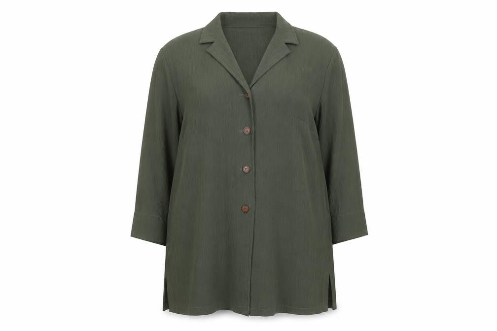 Libra Women Green Button-Up Tunic Shirt Size 14