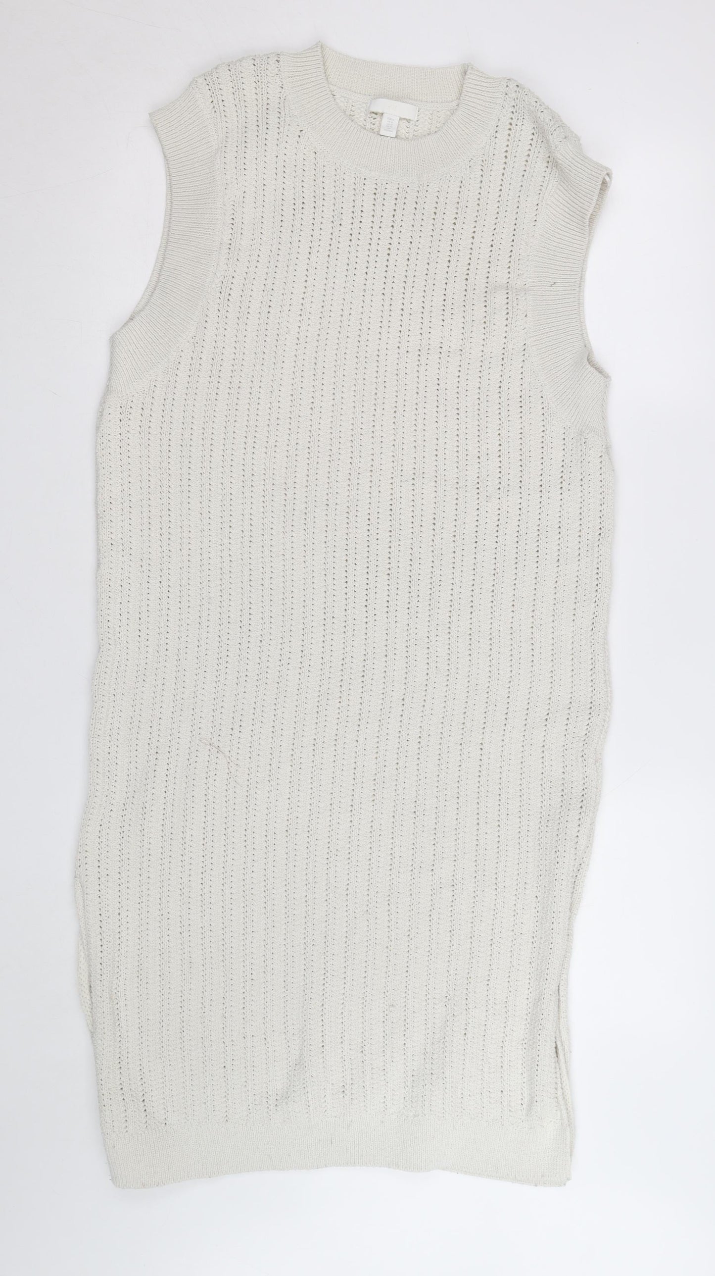 H&M Women Ivory Knit Sleeveless Tank Dress Size M