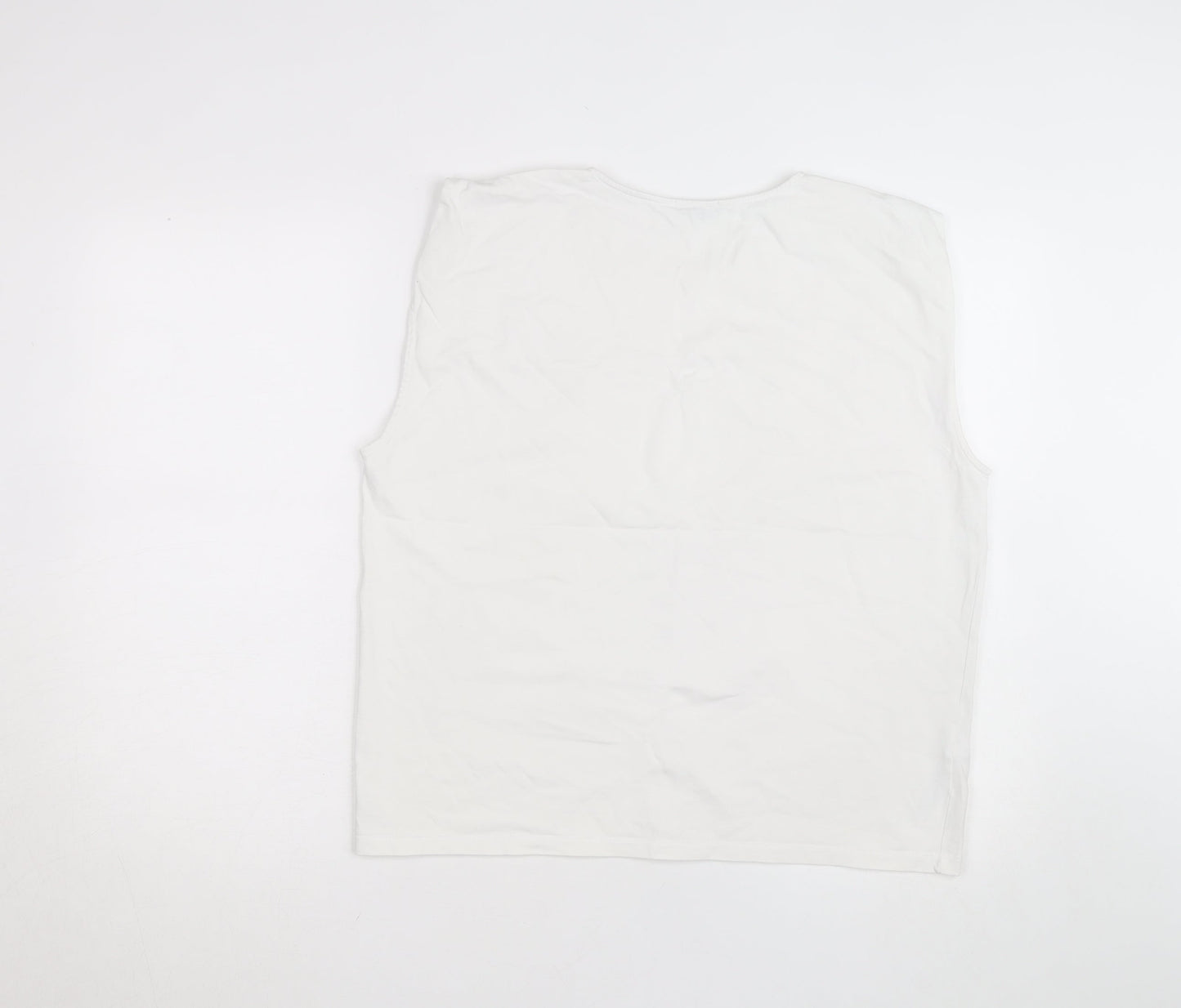Massimo Dutti Women’s White Cotton Sleeveless Tank Top Size 12
