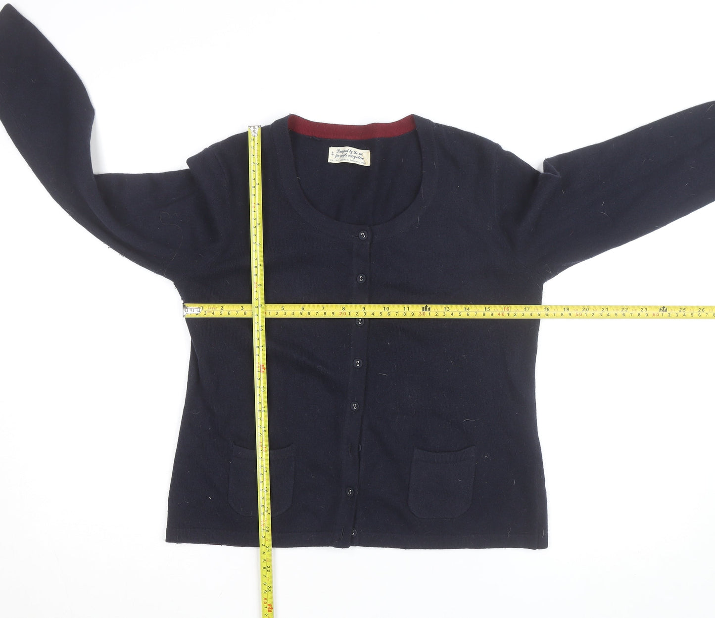 Seasalt Cornwall Womens Navy Cardigan UK 12 Merino Wool Knit