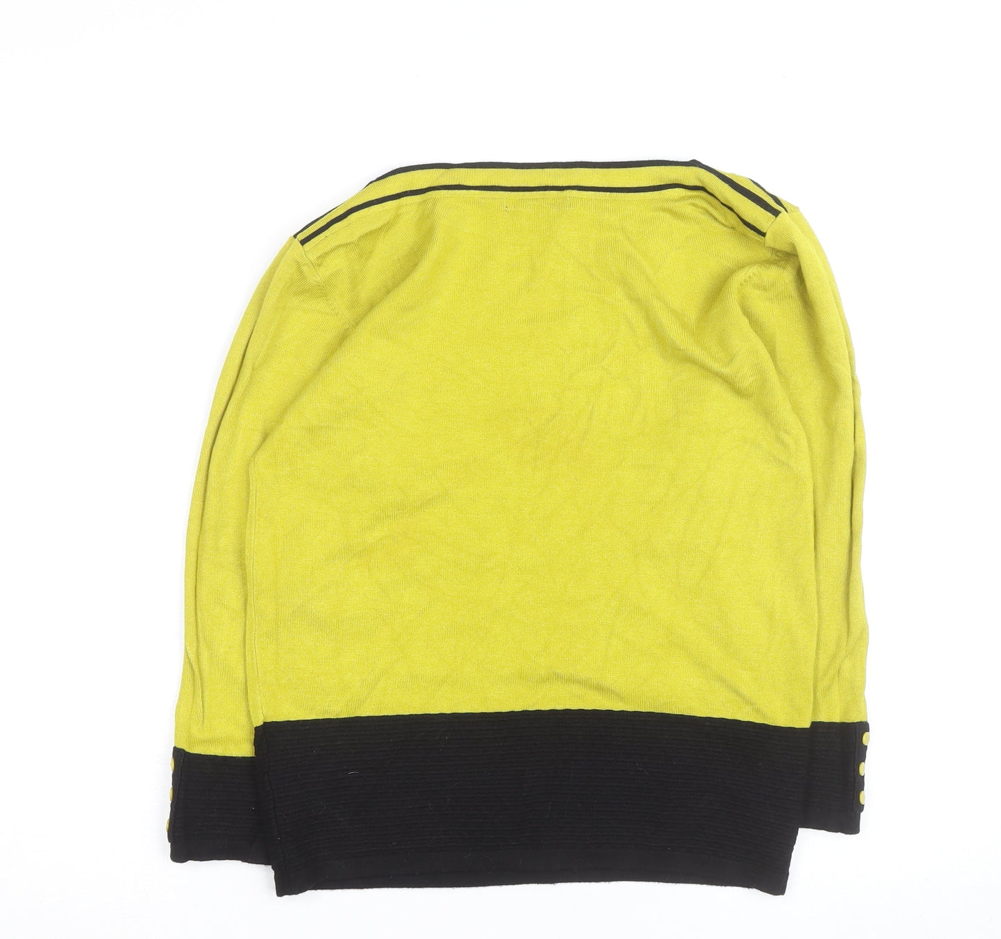 Roman Women Yellow Colourblock Knit Boat Neck Top Size 12