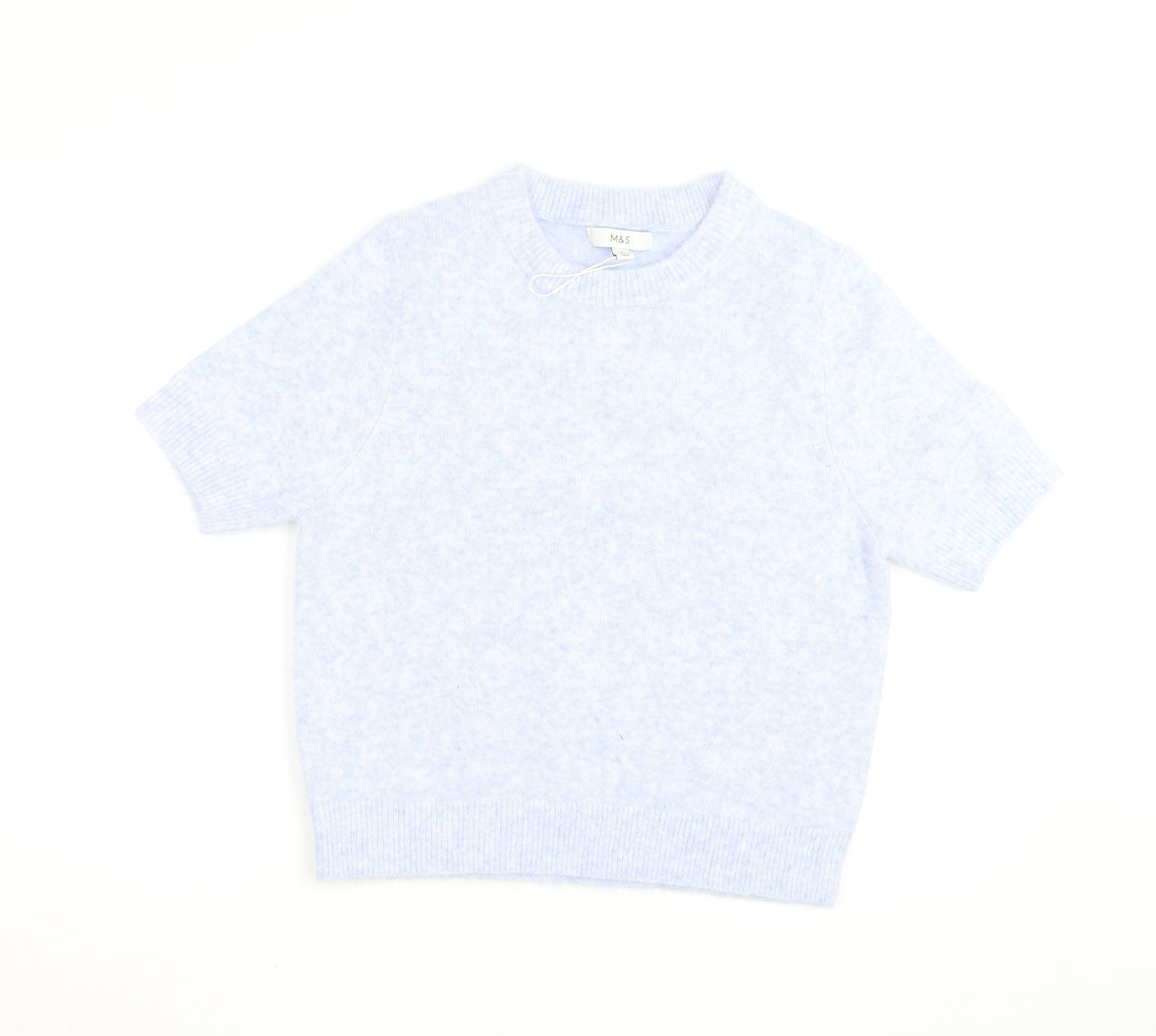 Marks and Spencer Women's Blue Short Sleeve Knit Jumper M