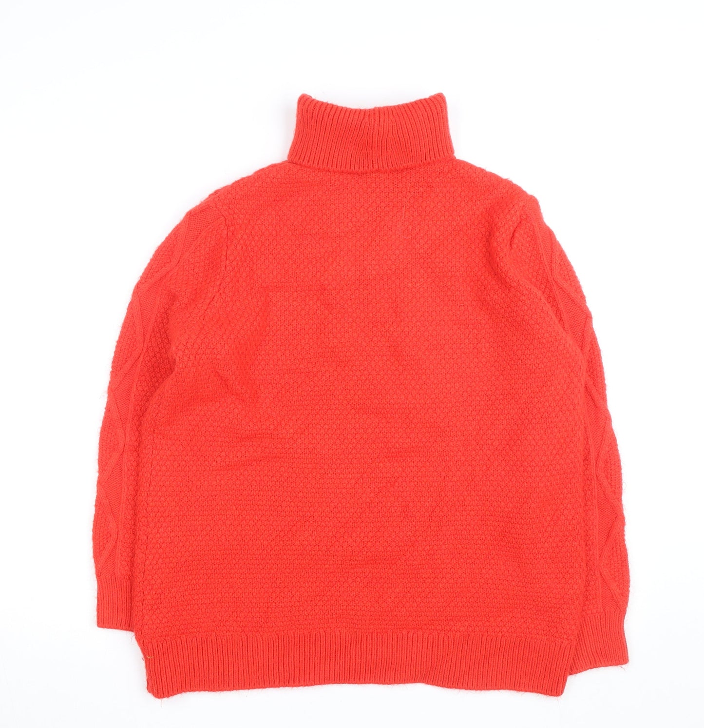 Marks and Spencer Women Red Roll Neck Cable Knit Jumper Medium