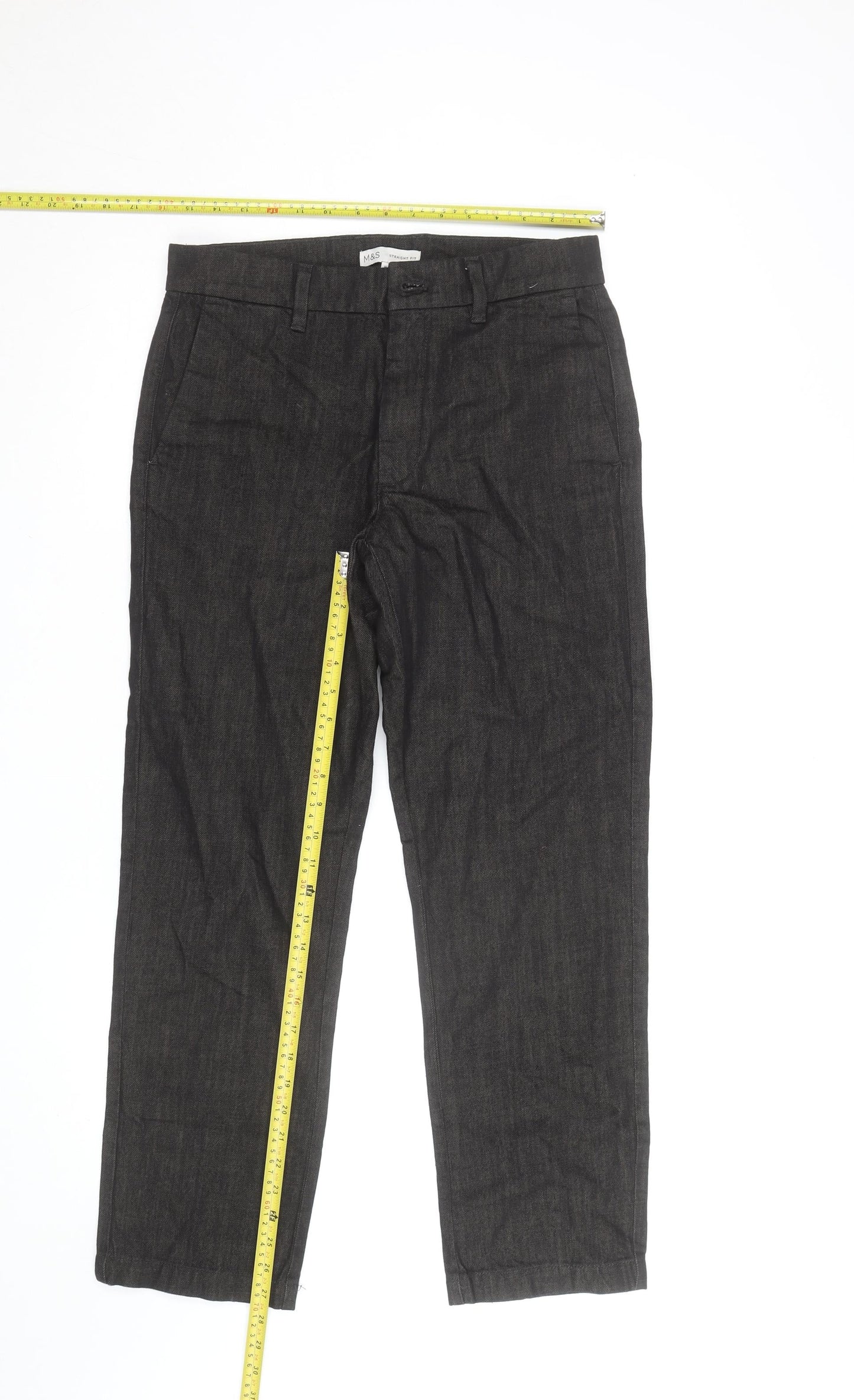 Marks and Spencer Men's Black Straight Fit Jeans W30 L29