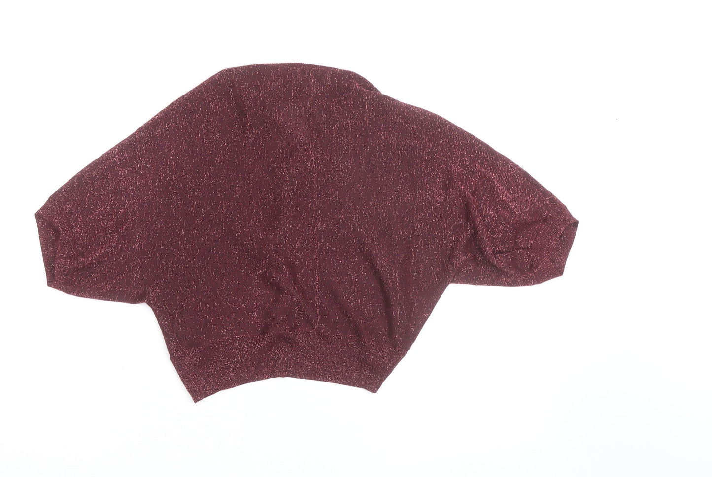 Next Women's Red Glitter Knit Shrug Jumper Size 10 V-Neck Winter