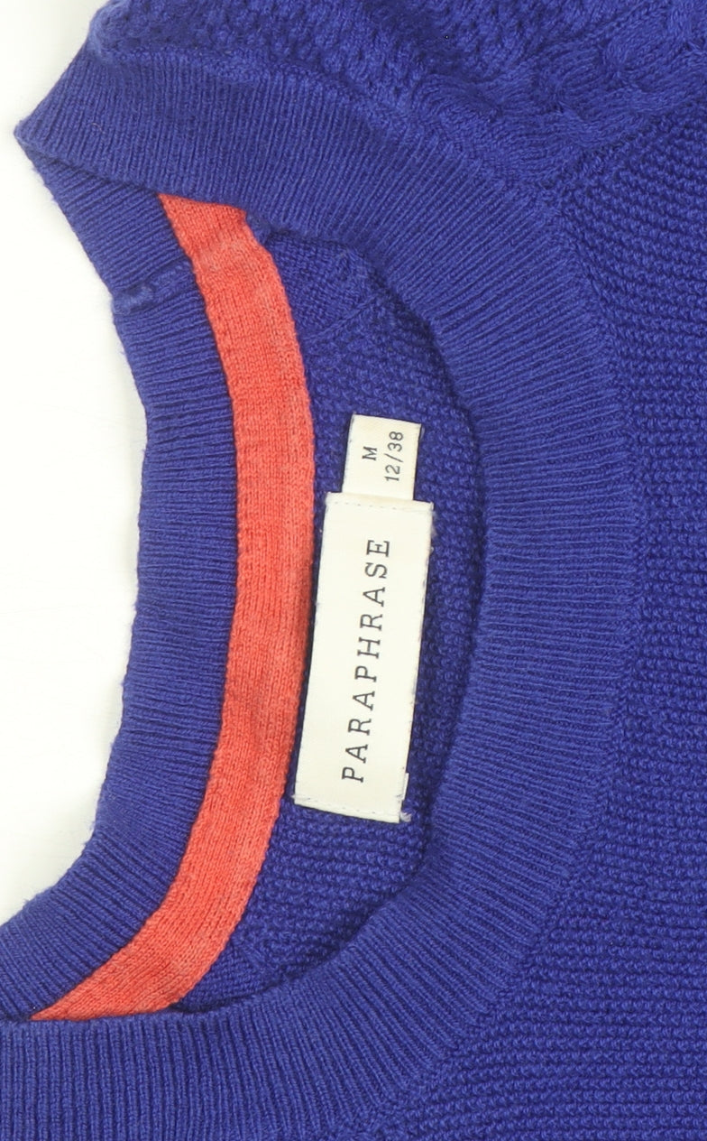 Paraphrase Women's Blue Striped Jumper Dress Size 12 Knit Crew Neck