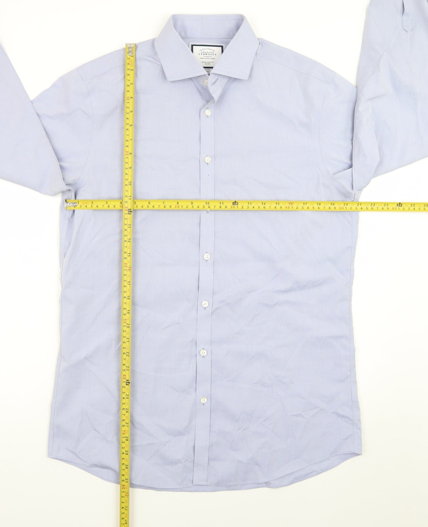 Charles Tyrwhitt Men's Blue Extra Slim Fit Non-Iron Dress Shirt 16.5in