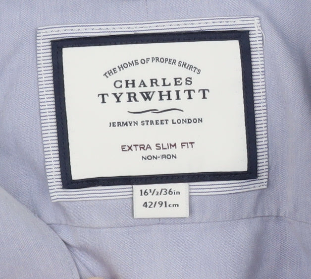 Charles Tyrwhitt Men's Blue Extra Slim Fit Non-Iron Dress Shirt 16.5in