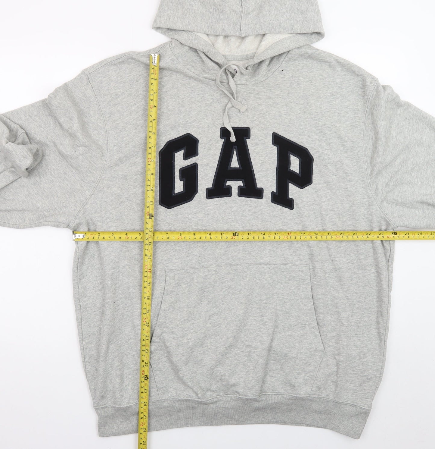 GAP Men's Grey XL Pullover Hoodie with Logo Fleece Sweatshirt