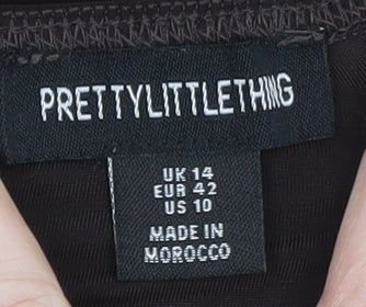 PrettyLittleThing Women Black UK 14 Halter Bodycon Party Mini Dress