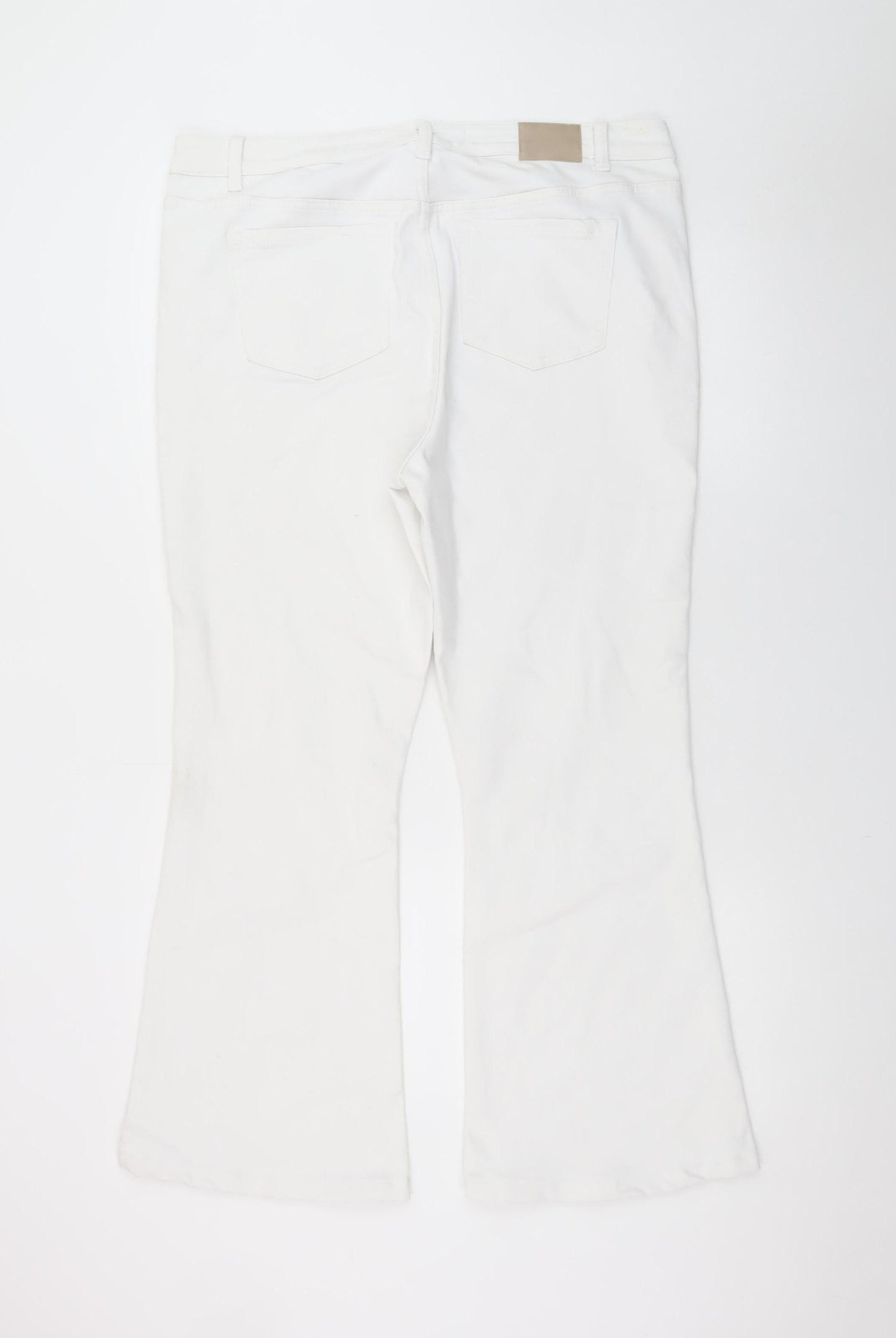 Next Women White Flared Stretch Denim Jeans Size 18 Regular
