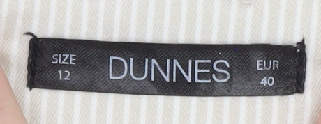Dunnes Women Beige Striped Cropped Trousers Size 12 Cotton Blend