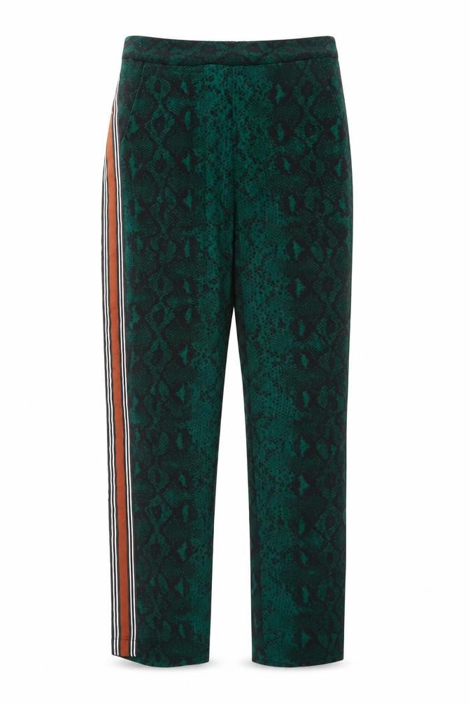Only Women's Green Snake Print Jogger Trousers Size 6 Elastic Waist