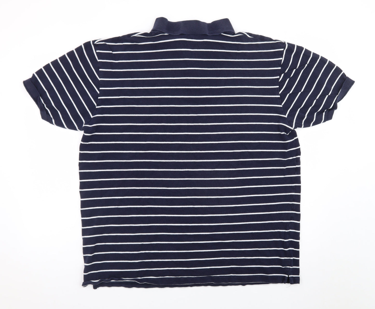 Marks and Spencer Men’s Blue Striped Cotton Stretch Polo Shirt XL