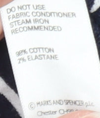 Marks and Spencer Men’s Blue Striped Cotton Stretch Polo Shirt XL
