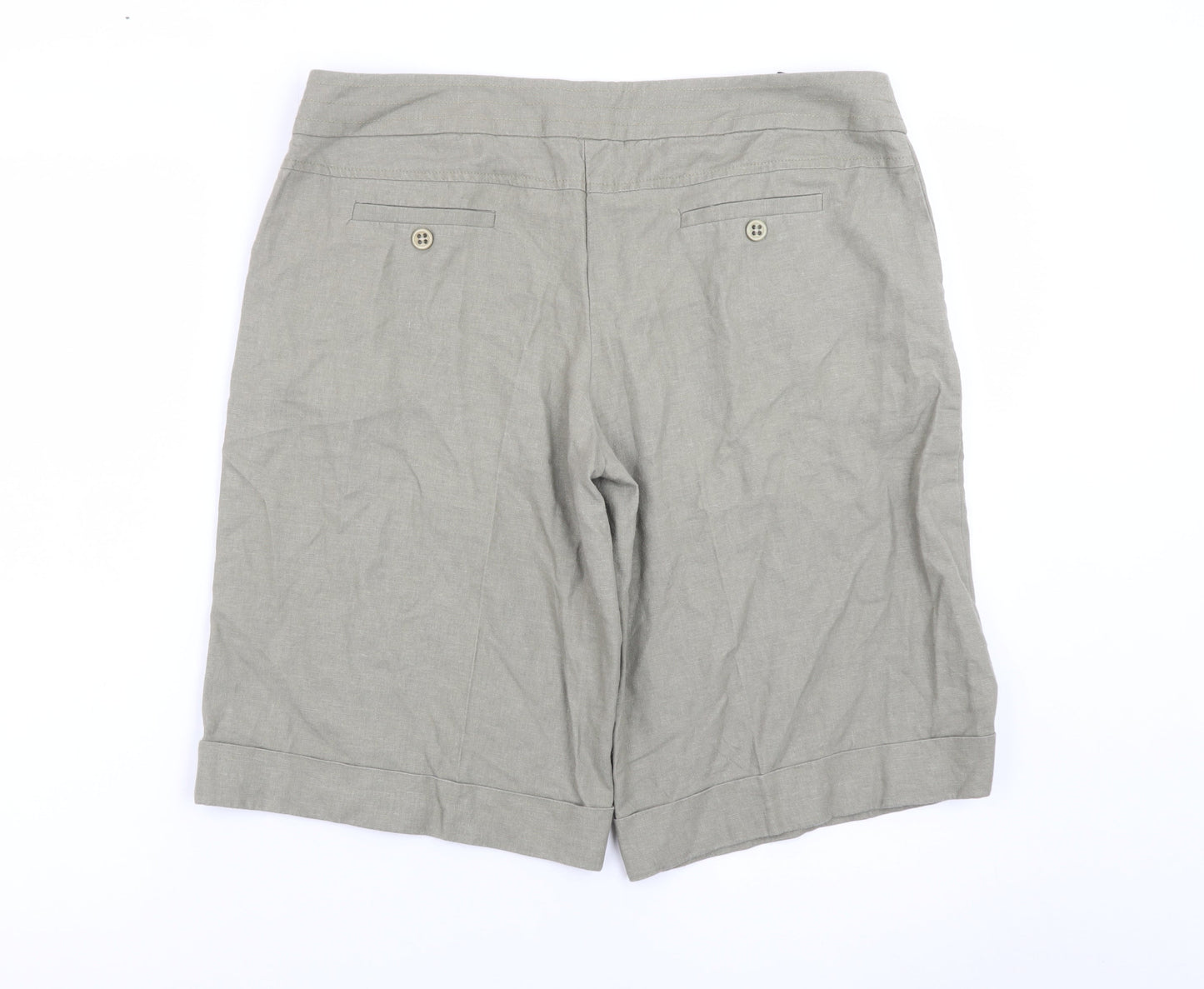 Miss Selfridge Womens Beige Linen Blend Bermuda Shorts Size 14
