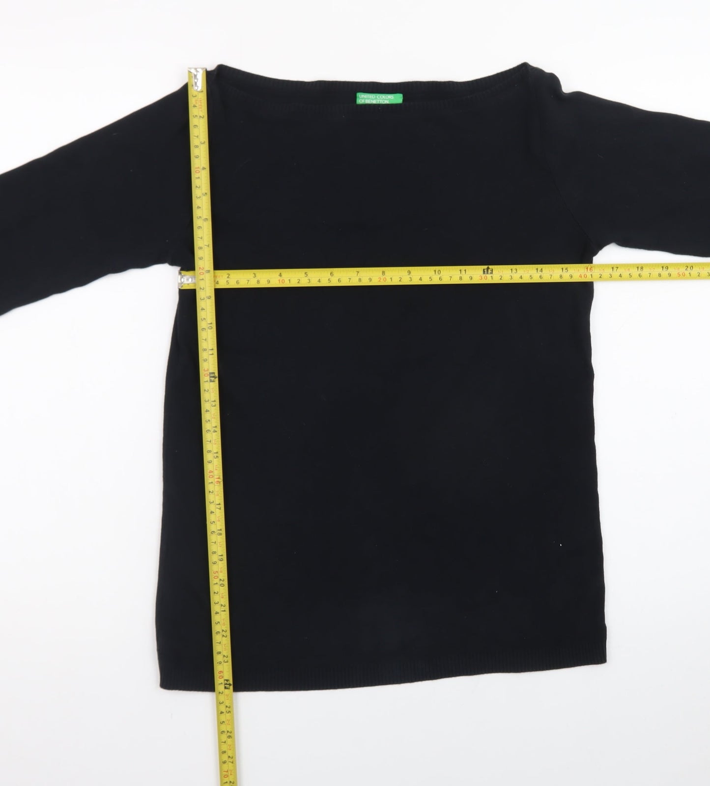 United Colors of Benetton Women’s Black Cotton Boat Neck Jumper L