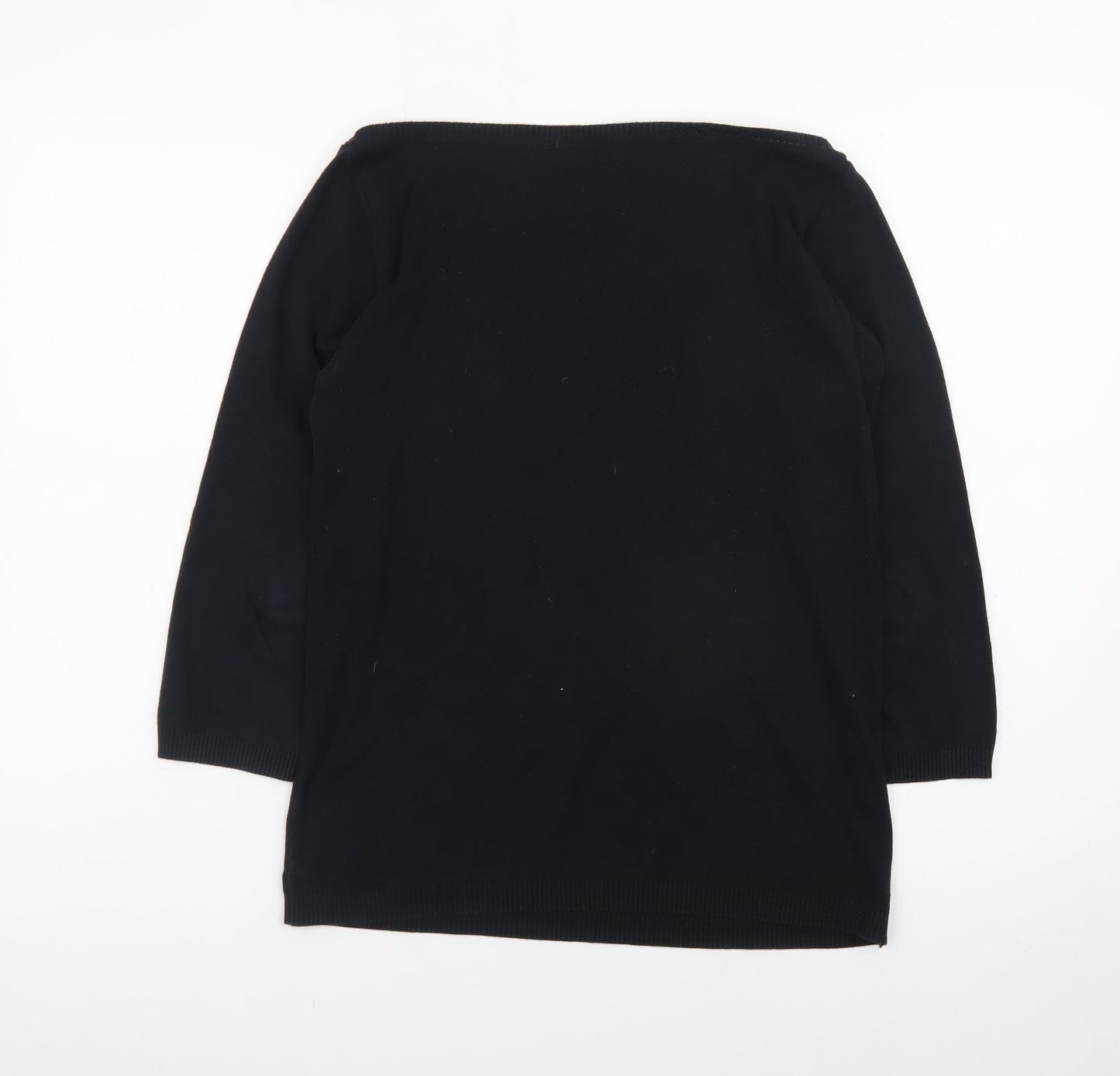 United Colors of Benetton Women’s Black Cotton Boat Neck Jumper L