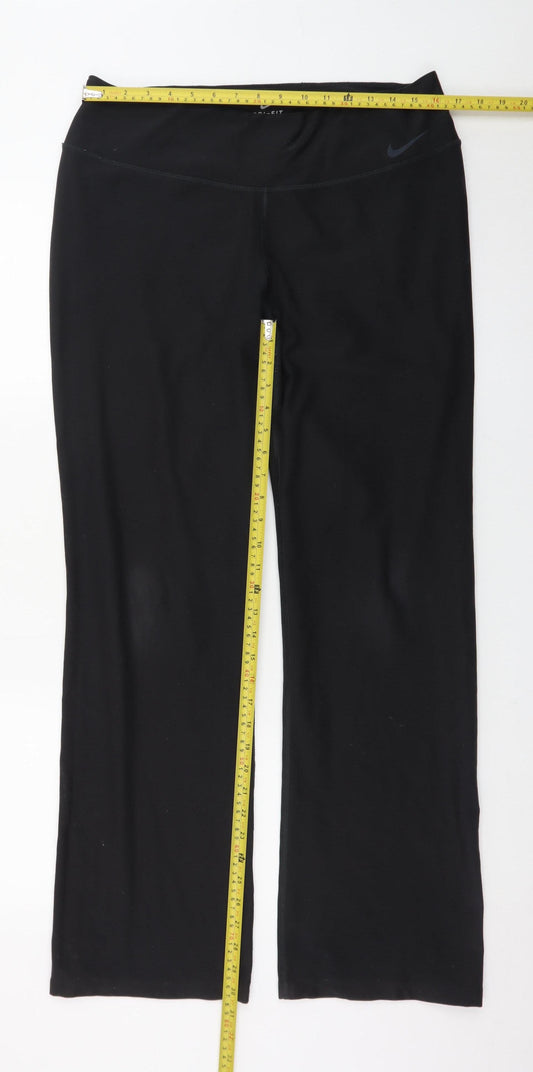 Nike Women's Black Dri-FIT XL Straight Leg Sports Trousers