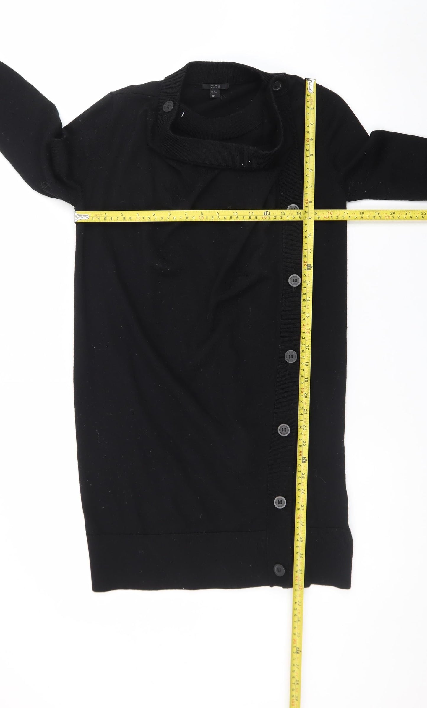 COS Women Black Wool Long Sleeve Button Cardigan XS