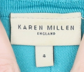 Karen Millen Women's Blue Size 8 Button V-Neck 3/4 Sleeve Cardigan