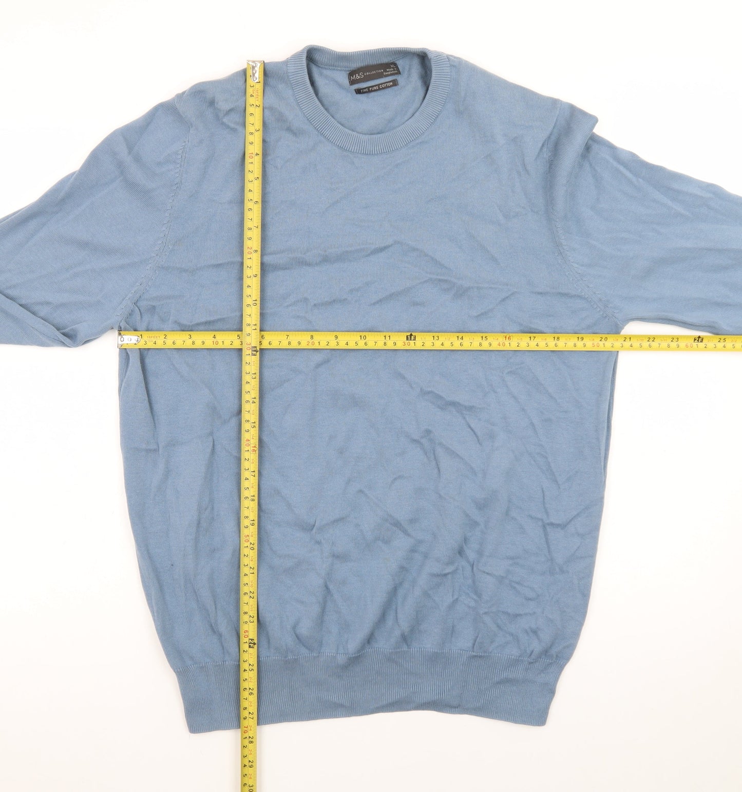 Marks and Spencer Men’s Blue Cotton Crew Neck Jumper XL