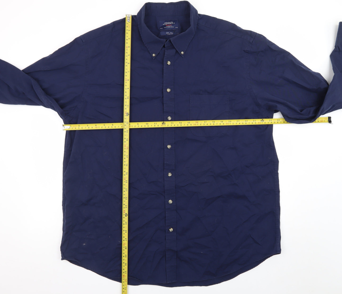Charles Tyrwhitt Men's Blue XXL Classic Fit Non-Iron Dress Shirt