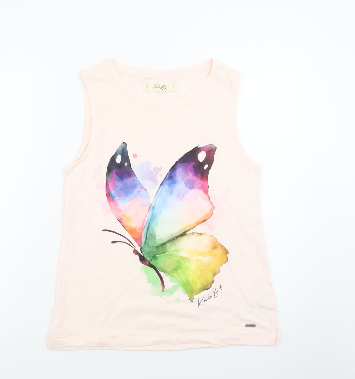 Koala Bay Womens Pink Butterfly Print Cotton Tank Top S
