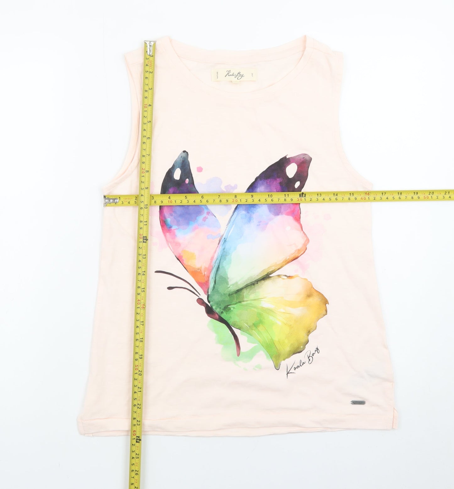 Koala Bay Womens Pink Butterfly Print Cotton Tank Top S