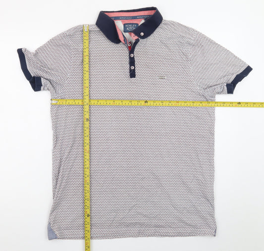 Bewley & Ritch Men's Blue Geometric Polo Shirt Size 2XL Cotton